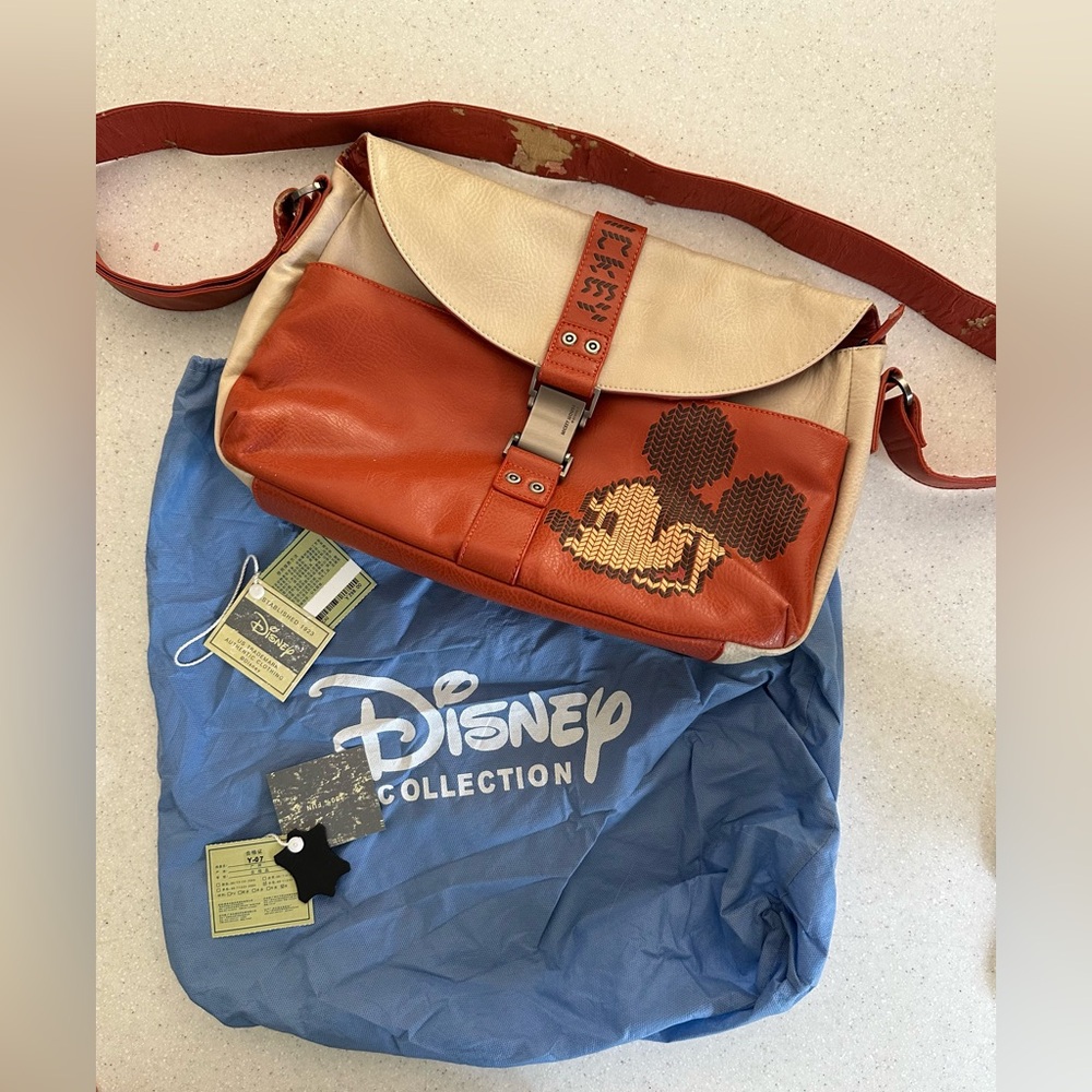 Disney Vintage 1923 Trademark Mickey Mouse Leather Shoulder Crossbody Ba…